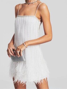 Retrofete feather and sequin Rubina dress in XS